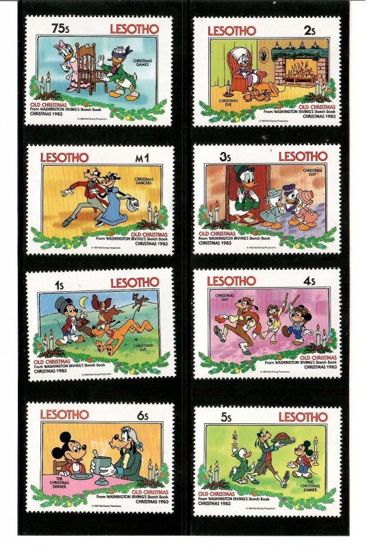 Lesotho 1983 - Disney - Old Christmas - Set of 8 Stamps - Scott #412-9 - MNH