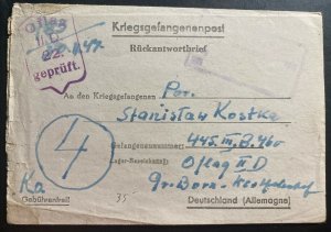 1944 Poland To Prisoner Of War Camp Oflag 2D Germany POW Letter Cover Kostka