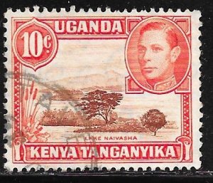 Kenya Uganda Tanganyika 69: 10c George VI and Lake Naivasha, used, F-VF