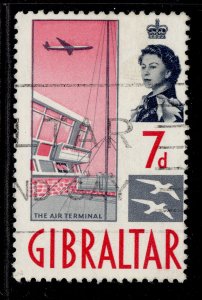 GIBRALTAR QEII SG167, 7d indigo & carmine-red, FINE USED.