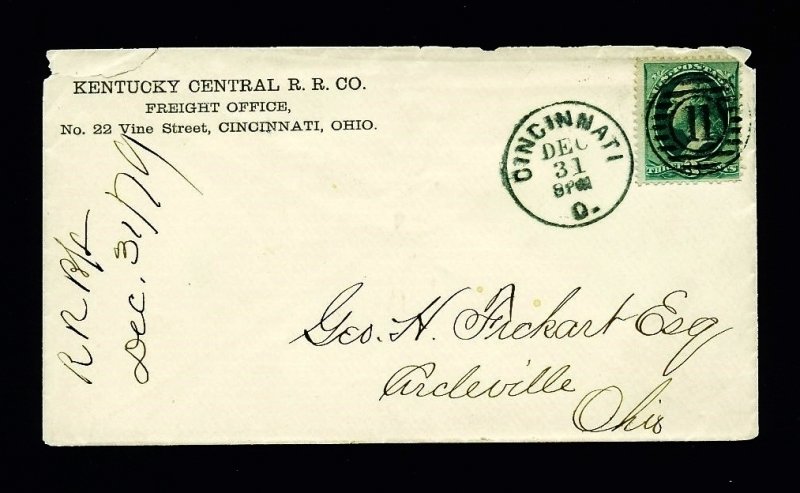 # 184 cover Kentucky Central RR, Cincinnati, OH to Circleville, OH - 12-31-1879