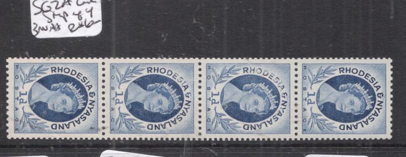 Rhodesia & Nyasaland SG 2a Coil Strip of Four, Three MNH (3dlz)