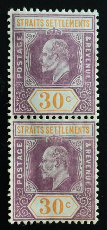 Malaya Straits Settlements 1909 KE VII 30c 2V MCCA MLH SG#162 CV£110 M1872