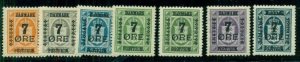 DENMARK #185-91 (124-30) Complete set, og, LH, VF, Scott $104.75