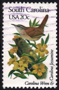 SC#1992A 20¢ State Birds & Flowers: South Carolina; Perf 11¼ x 11 (1982) Used