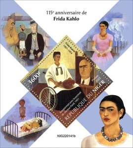 Niger - 2022 Mexican Artist Frida Kahlo - Stamp Souvenir Sheet - NIG220141b