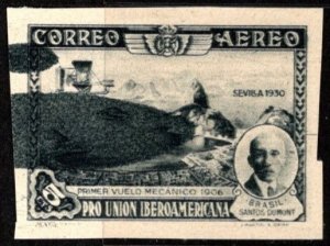 1930 Spain Poster Stamp Seville Exhibition First Mechanical Flight in 1906