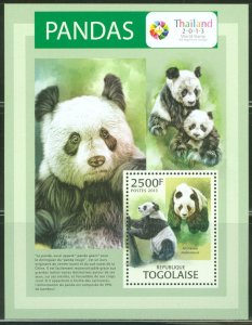 TOGO 2013 PANDAS THAILAND 2013 EXPO SOUVENIR SHEET MINT NH