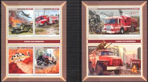 Mozambique 2017 Fire Engines Trucks sheet + S/S MNH