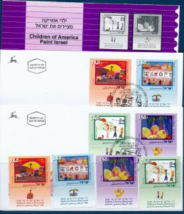 ISRAEL 2006 AMERICAN CHILDREN PAINT STAMPS MNH +FDC+ POSTAL SERVICE BULLETIN 