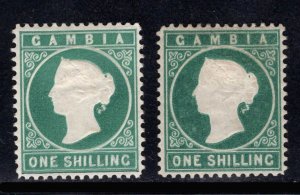 MOMEN: GAMBIA SG #19A, 20A CROWN CC SIDEWAYS 1880-1 MINT OG H £1,150 LOT #68831*