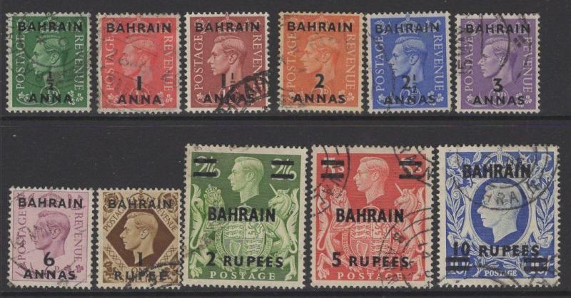 BAHRAIN SG51/60a 1948-9 DEFINITIVE SET FINE USED