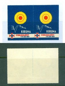 Sweden. Poster Stamp Mnh. Pair. IOGT 1957 Grand Lodge Kiruna. Godtemplar Order 