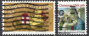 United States #1939-1940 2 x (20¢) Christmas (1981). Used.