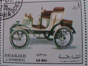 ​SHARJAH-1972 BEAUTIFUL ANTIQUE CLASSIC AUTO CARS CTO SHET-VERY FINE