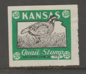 USA State Kansas Quail Hunting Cinderella revenue fiscal stamp 5-26-115