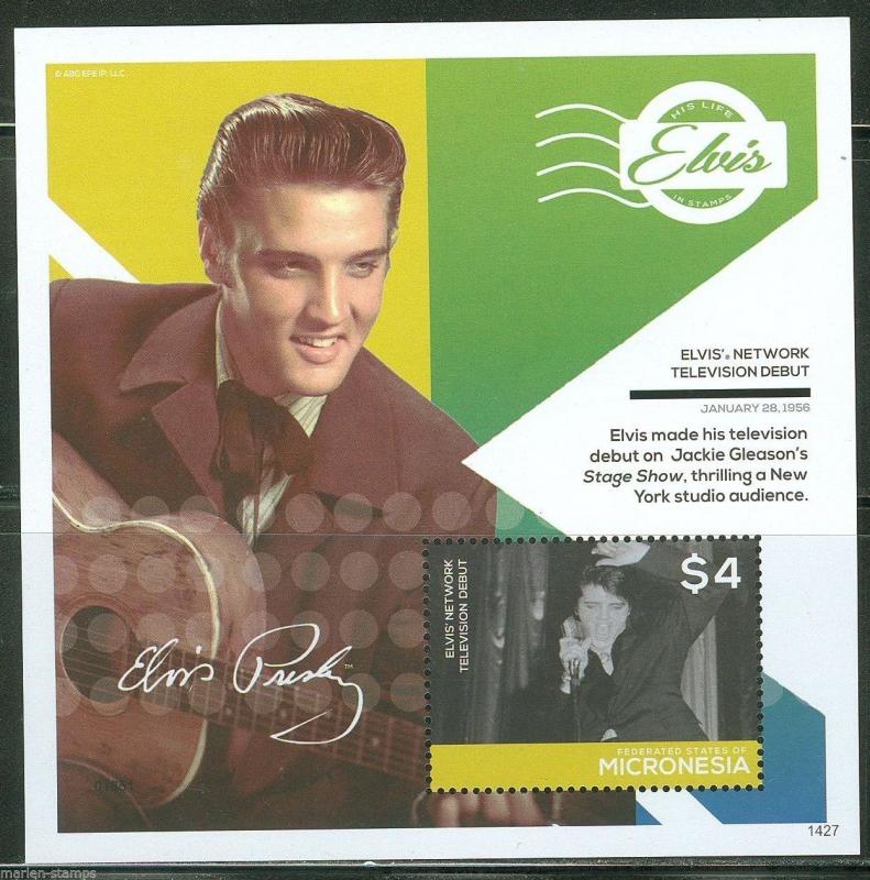 MICRONESIA 2014 ELVIS' NETWORK TELEVISION DEBUT SOUVENIR SHEET