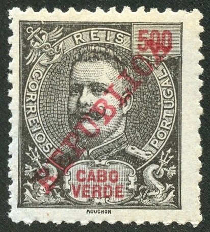 Cape Verde Scott 98 Unused F-VFVLHOG - King Carlos Overprinted - SCV $3.50