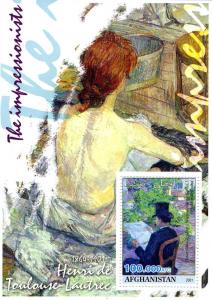 Afghanistan 2001 TOULOUSE LAUTREC Paintings s/s Perforated Mint (NH)