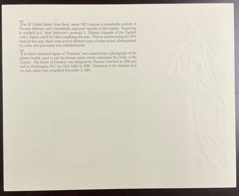 BEP B147 Souvenir Card $2 Legal Tender Canceled and Uncanceled