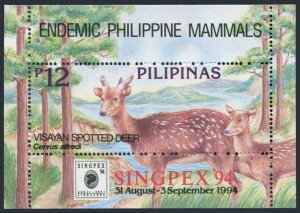 Philippines 2312a, MNH. Michel 2436 Bl.76. SINGPEX-1994. Visayan spotted deer.