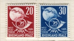 GERMANY; RHEINLAND FRENCH ZONE 1949 early UPU Anniversary issue Mint hinged SET
