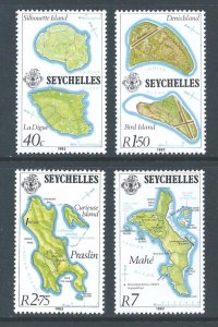 Seychelles #487-90 NH Maps