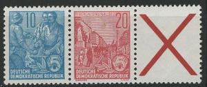 Germany DDR Scott # 331, 333, label X, mint nh, se-tenant, W6
