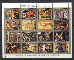 Umm Al Qiwain 1972 Mi#986-1001 Life of Christ Paintings (I) small size CTO