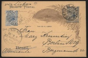 Brazil 1898 Upfranked Postal Card Cover Berlin Germany G112487