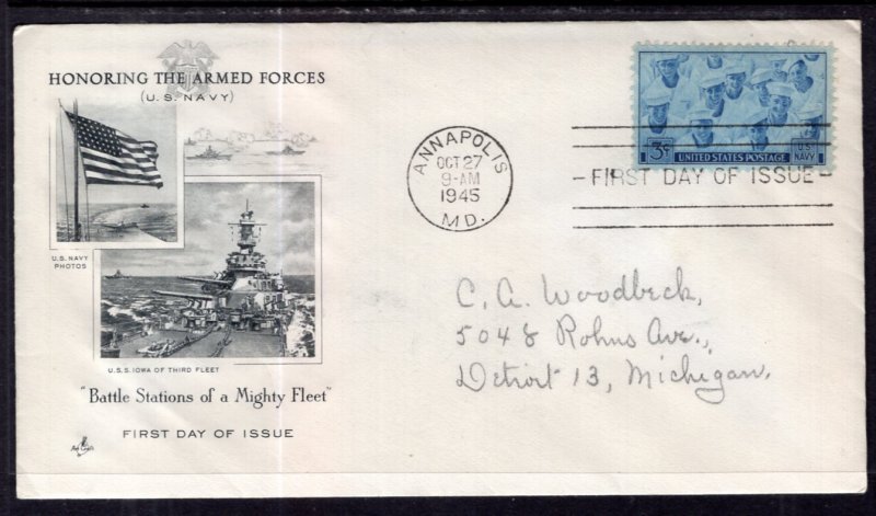 US 935 Navy Artcraft Pencil FDC