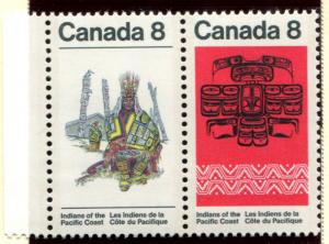 573a Canada 8c Indians of the Pacific Coast pair, MNH