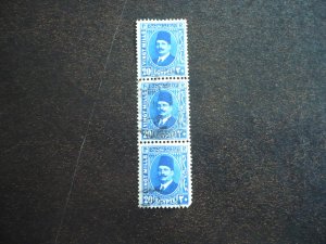 Stamps - Egypt - Scott# 141 - Used Strip of 3 Stamps