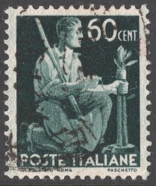 Italy SC#466 60c Gardener Tying Sapling to Stake (1945) Used