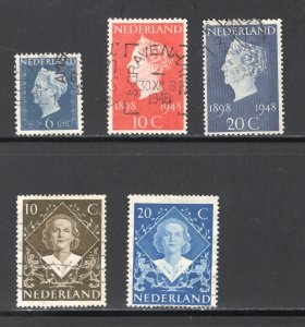 Netherlands #301, 302-3, 304-5  VF, Used, Qn Wilhelmina, Qn Juliana ...  4200225