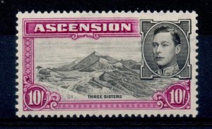 ASCENSION SG47 1938 10/= BLACK & BRIGHT PURPLE p13½ MTD MINT