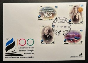 Estonia 2023 National Olympic History 1923-2023 NOC BeePost set of 4 stamps FDC