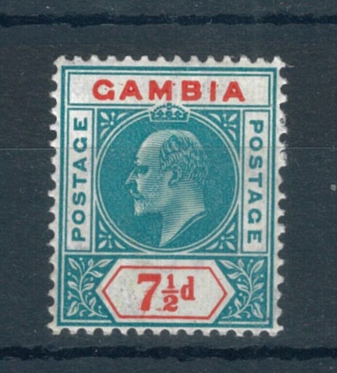 Gambia 1904 Edward VII  7 1/2d green stamp. Wmk. Multi Crown CA. Mint. Sg 65