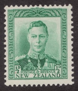 1938 New Zealand Sc #226 KGVI Emerald Green ½d Postage Stamp MNH Cv$6