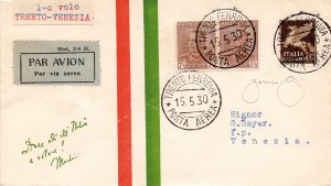 1930 Trento/Venice 15.5.30 - Airogram forwarded with I. flight