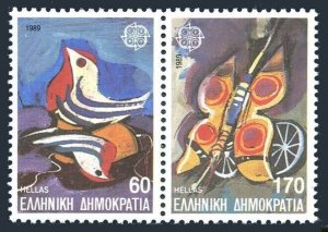 Greece 1657-1658a pair,MNH. Michel 1721-1722A. EUROPE CEPT-1989.Children's toys.