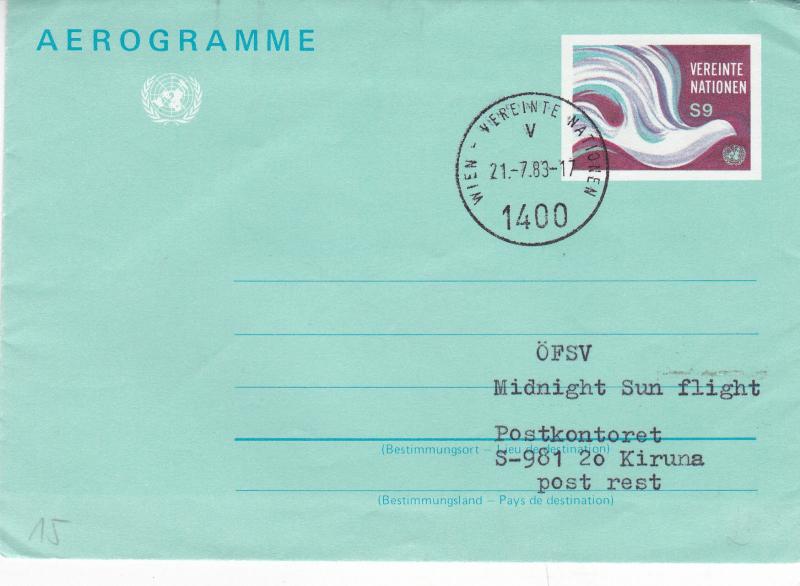 United Nations Vienna 1983 Aerogramme OFSV Midnight Sun Flight VGC