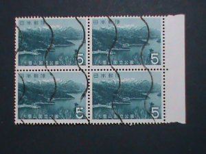 ​JAPAN STAMP-1963 SC# 797 LAKE SHIKARIBETSU HOKKAIDO -USED BLOCK OF 4-EST.-$4