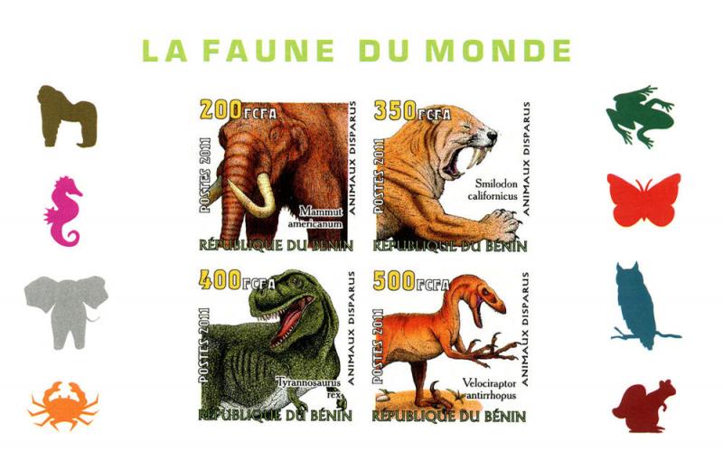 BENIN SHEET IMPERF DINOSAURS