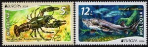 Moldova Moldavia 2024 Underwater flora and fauna set of 2 stamps MNH