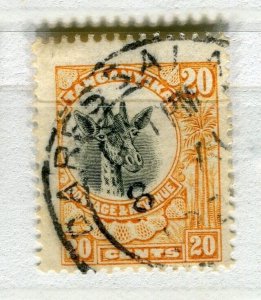 TANGANYIKA; 1922-24 GV Giraffe pictorial issue fine used Shade of 20c. Postmark