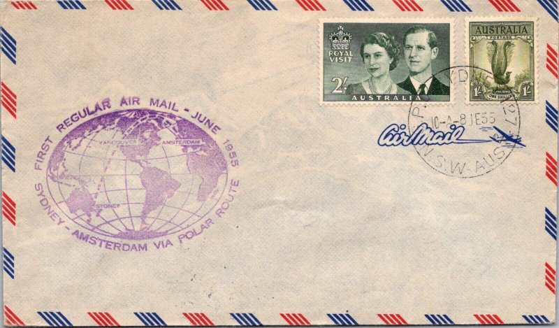 Australia 1955 FFC - Airmail Polar Route - Sydney, NSW - J122