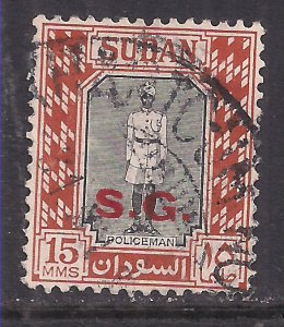 Sudan 1951 KGV1 15 Mils Policeman used SG 073 Ovpt S.G ( G1115 )