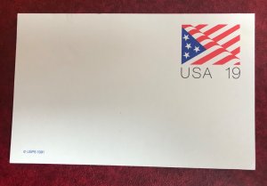 UX153 - 1991 19c Postal Card - Flag