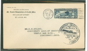 US C10 1927 10c Spirit of St. Louis-Linburgh celebration stamp on an addressed (stencil) first day cover with a celebration hand